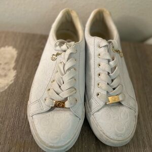 G by Guess White Sneakers with Gold Accents
